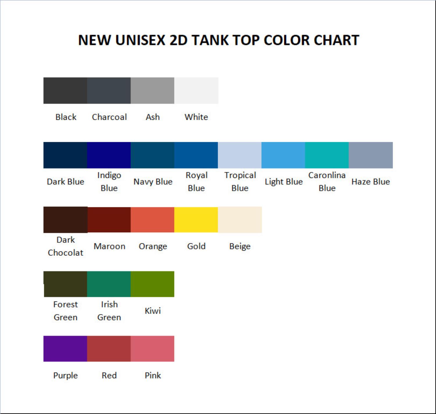 tank top color chart - Ascendance Of A Bookworm Store